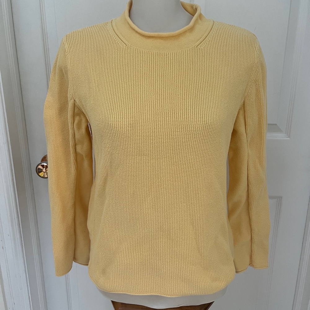 Coldwater creek Yellow cotton Knit Sweater size medium - Picture 2 of 7